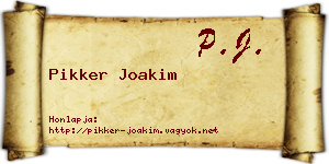 Pikker Joakim névjegykártya